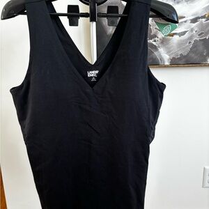 Lands' End Women's Black V-Neck Tank Top